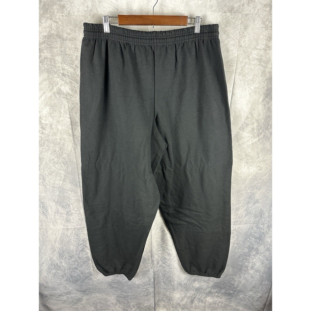 Vtg Hanes Sweatpants Mens 2XL Black Cotton‎ Elastic Cuff Lounge Comfort Blend